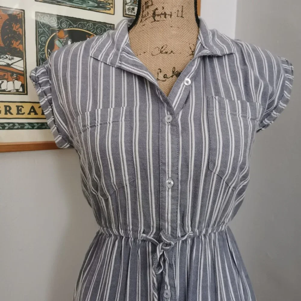 Button Front Shirt Dress - Picture 2 of 6